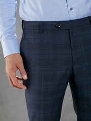 Bright Blue Tailored Signature Marzotto Italian Fabric Check Suit Trousers - Image 3 of 8