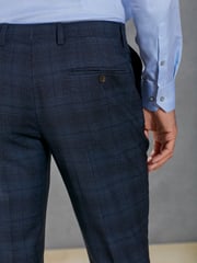 Bright Blue Tailored Signature Marzotto Italian Fabric Check Suit Trousers - Image 4 of 8