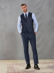 Bright Blue Tailored Signature Marzotto Italian Fabric Check Suit Waistcoat - Image 2 of 11