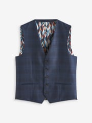 Bright Blue Tailored Signature Marzotto Italian Fabric Check Suit Waistcoat - Image 6 of 11