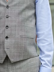Light Grey Tailored Signature Empire Mills British Fabric Check Suit Waistcoat - Image 6 of 11