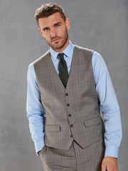 Neutral Signature British Fabric Check Regular Fit Suit Waistcoat - Image 1 of 11
