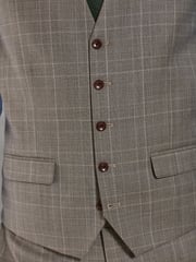 Neutral Signature British Fabric Check Regular Fit Suit Waistcoat - Image 6 of 11