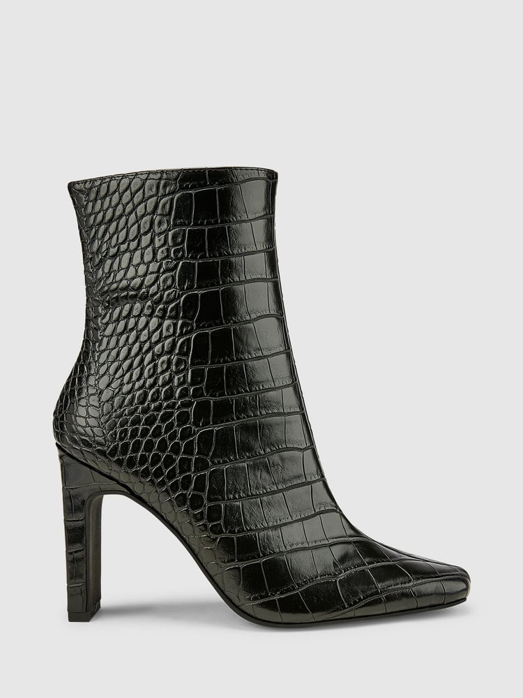 Novo Black Kochi Slim Block Heel Square Toe Ankle Boots - Image 2 of 4
