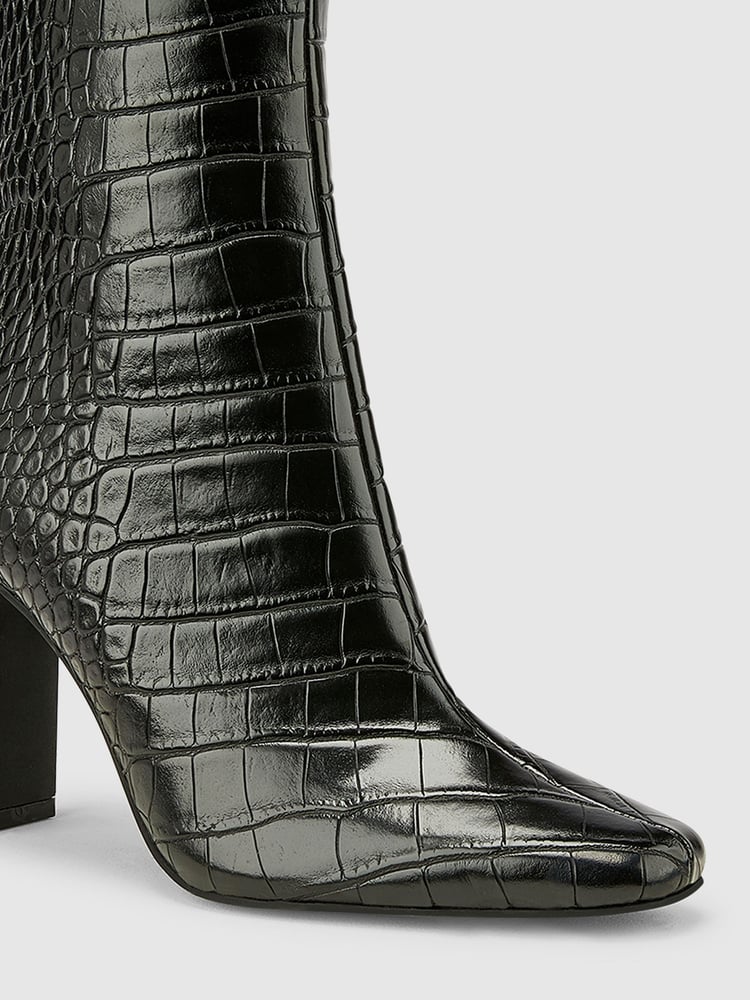 Novo Black Kochi Slim Block Heel Square Toe Ankle Boots - Image 4 of 4