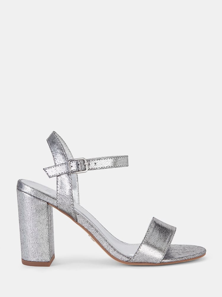 Novo Silver Regular Fit Mills Block Heel Two Part Sandals - Image 2 of 4
