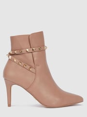 Novo Nude Diego Stud Detail Point Mid Stiletto Heel Ankle Boots - Image 2 of 4