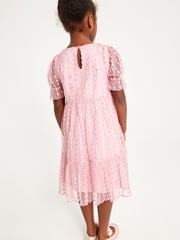 Pink Sparkle Mesh Short Sleeve Tiered Party Dress (3-16yrs) - Image 6 of 9