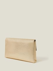 Accessorize Gold Metallic Fold-Over Clutch Bag - Image 3 of 6