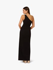 Adrianna by Adrianna Papell Knit Crepe Long Black Dress - Image 2 of 6