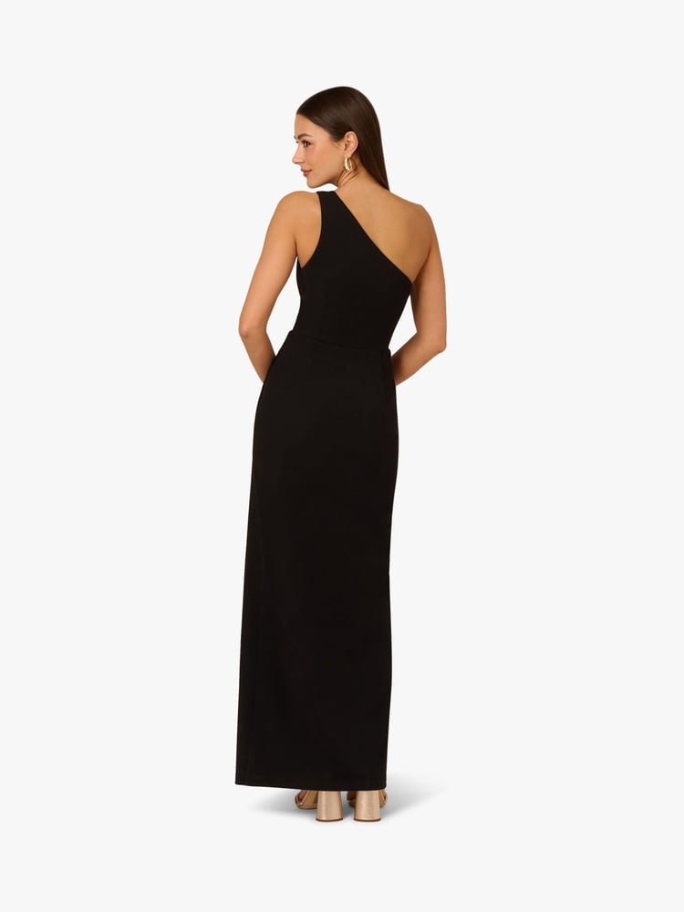 Adrianna by Adrianna Papell Knit Crepe Long Black Dress - Image 2 of 6