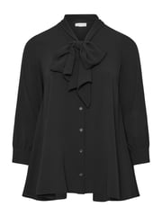 Yours Curve Black Tie-Neck Gather Blouse - Image 5 of 5