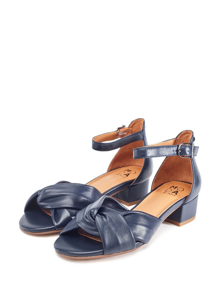 Moda in Pelle Macadamia Low Heel Ankle Strap Leather Sandals - Image 2 of 4