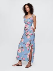 Gap Blue Floral Linen-Blend Tie-Strap Tank Top - Image 3 of 5