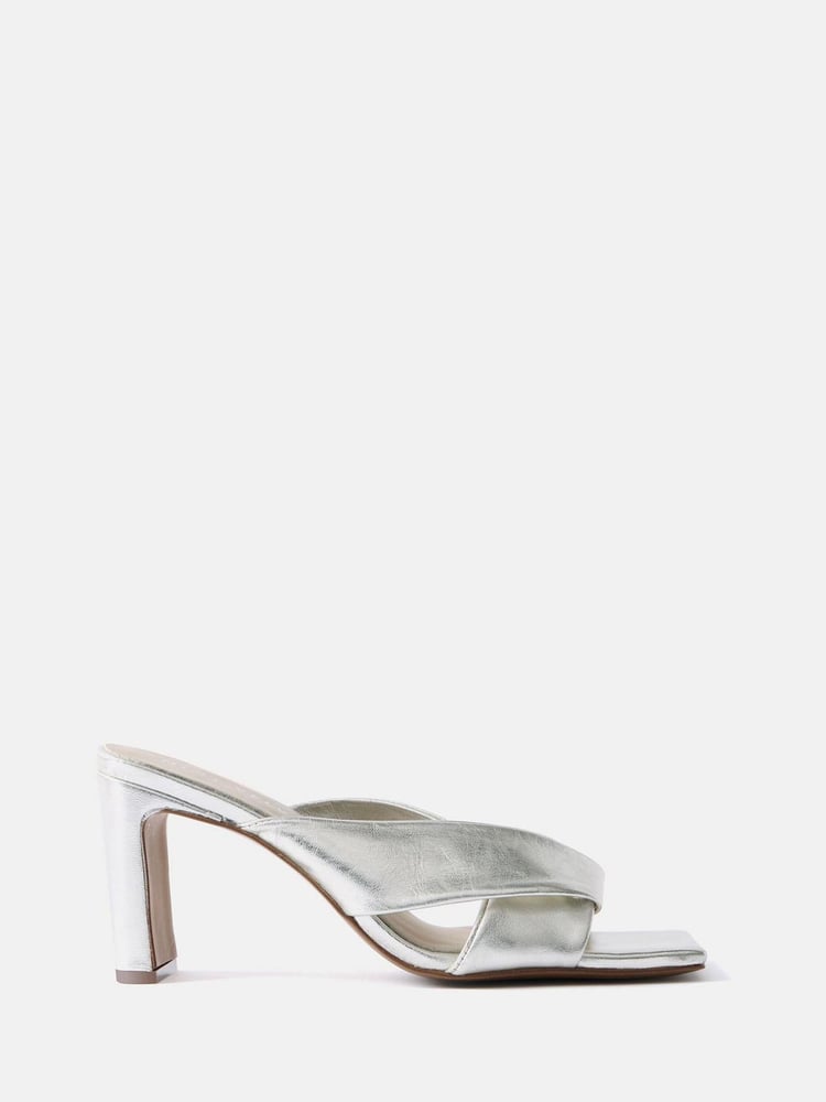 Mint Velvet Silver Cally Metallic Leather Sandals - Image 2 of 5