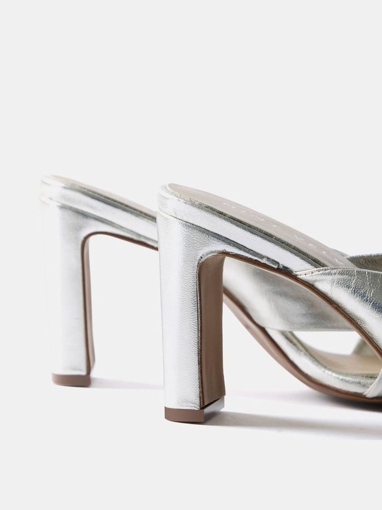 Mint Velvet Silver Cally Metallic Leather Sandals - Image 5 of 5