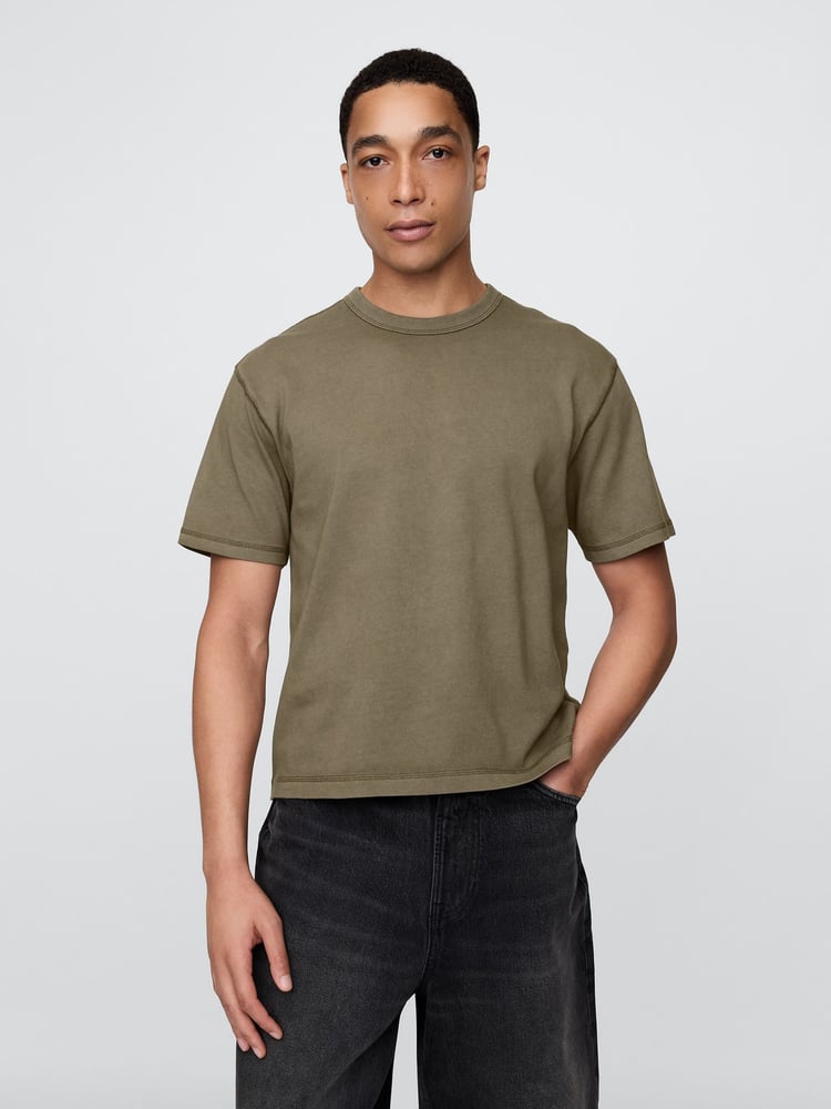 Gap Green Heavyweight Cropped T-Shirt - Image 1 of 5