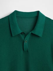 Gap Dark Green Textured Crochet Short Sleeve Polo Shirt - Image 5 of 5