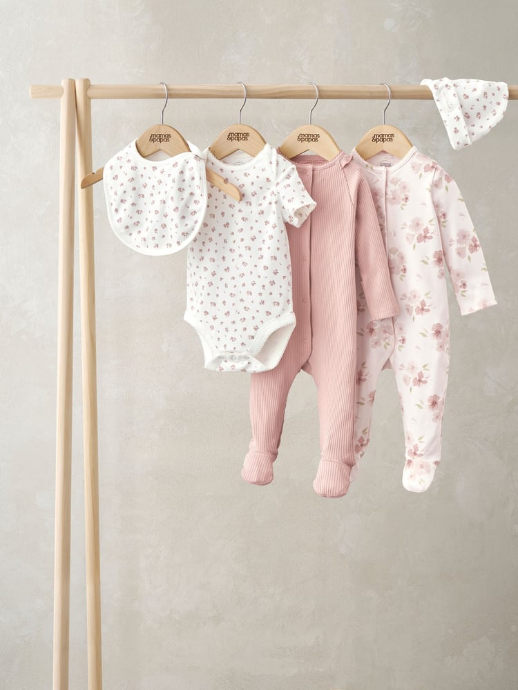Mamas & Papas Floral Print Outfit Set 5 Piece - Image 1 of 7