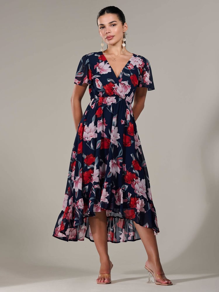 Jolie Moi Light Blue Regular Petite Petite Long Sleeve Soft Silky Jersey Midi Dress - Image 6 of 6
