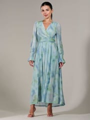 Jolie Moi Green Petite Petite Long Sleeve Soft Silky Jersey Midi Dress - Image 1 of 6