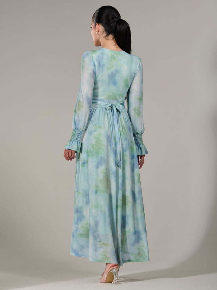 Jolie Moi Green Petite Petite Long Sleeve Soft Silky Jersey Midi Dress - Image 2 of 6