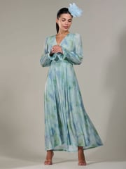 Jolie Moi Green Petite Petite Long Sleeve Soft Silky Jersey Midi Dress - Image 5 of 6