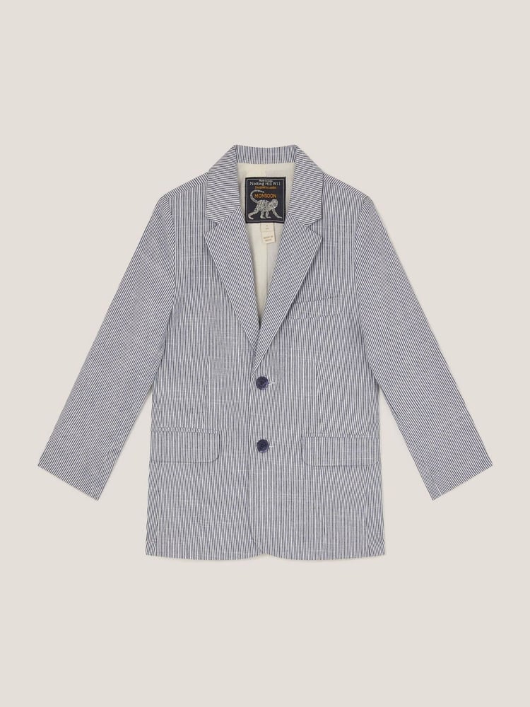Monsoon Blue Pinstripe Cotton Blazer - Image 1 of 3