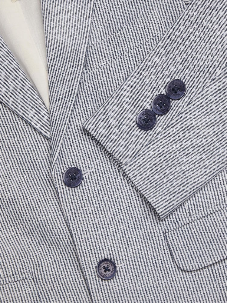 Monsoon Blue Pinstripe Cotton Blazer - Image 3 of 3