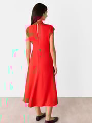 Whistles Red Twist Neck Crepe Midi Dress - Image 2 of 5