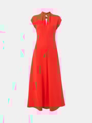 Whistles Red Twist Neck Crepe Midi Dress - Image 5 of 5