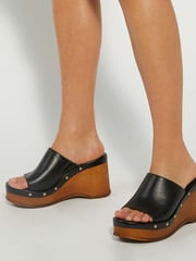 Dune London Black Kule Studded Wedge Mule Sandals - Image 6 of 6