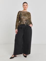 Simply Be Brown Leopard Print Bow Back Top - Image 3 of 4
