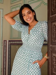 Aspiga Green Billie Short Sleeve 100% Cotton Dress - Image 4 of 6