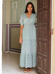 Aspiga Green Billie Short Sleeve 100% Cotton Dress - Image 6 of 6