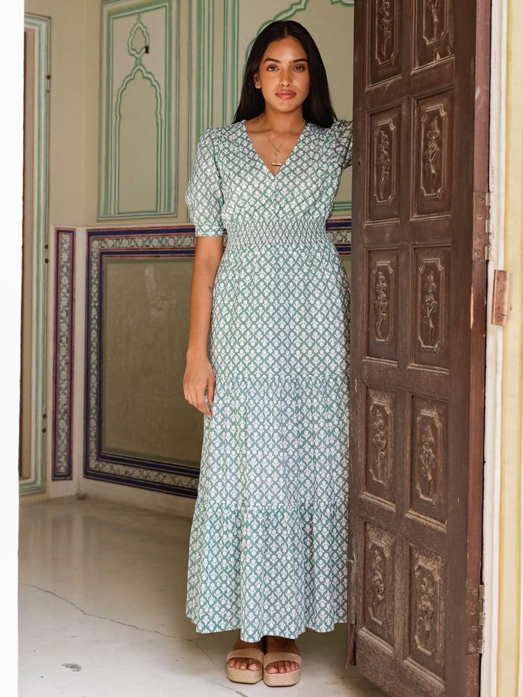 Aspiga Green Billie Short Sleeve 100% Cotton Dress - Image 6 of 6