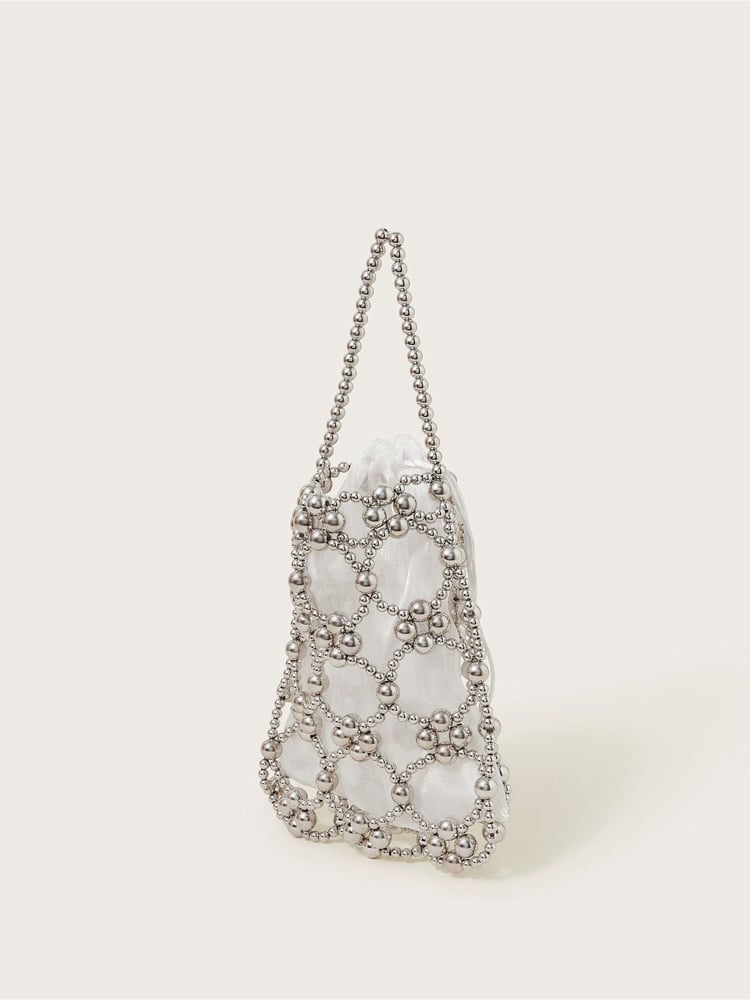 Monsoon Silver Beau Beaded Drawstring Bag - Image 2 of 4
