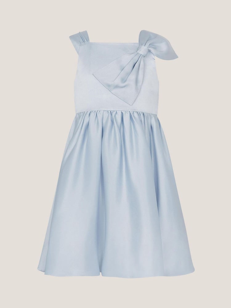 Monsoon Blue Freya Bow Strap Satin Party Dress - Image 1 of 3