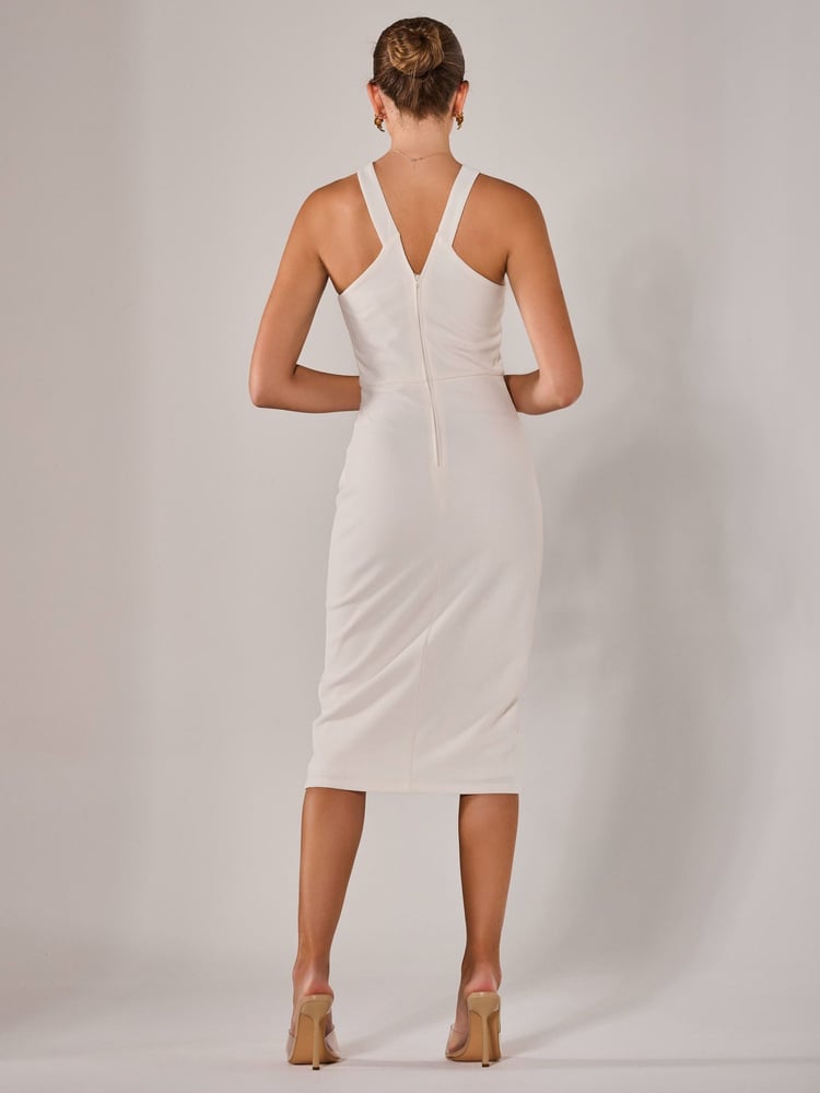 Jolie Moi White Cross-Over Halter Neck Midi Dress - Image 2 of 6