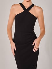 Jolie Moi Black Cross-Over Halter Neck Midi Dress - Image 3 of 6