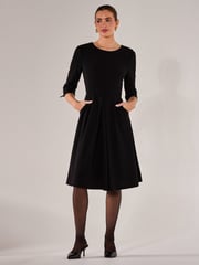 Jolie Moi Black Round Neck 3/4 Sleeve Midi Dress - Image 4 of 6