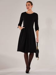 Jolie Moi Black Round Neck 3/4 Sleeve Midi Dress - Image 6 of 6