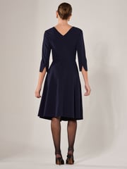 Jolie Moi Blue Round Neck 3/4 Sleeve Midi Dress - Image 2 of 6