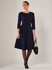 Jolie Moi Blue Round Neck 3/4 Sleeve Midi Dress - Image 4 of 6