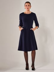 Jolie Moi Blue Round Neck 3/4 Sleeve Midi Dress - Image 5 of 6