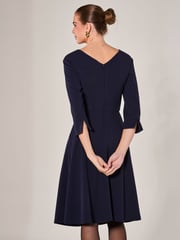 Jolie Moi Blue Round Neck 3/4 Sleeve Midi Dress - Image 6 of 6