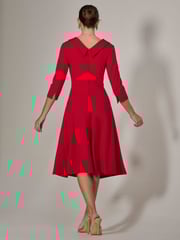Jolie Moi Red Roll Collar Long Sleeve Midi Dress - Image 2 of 6