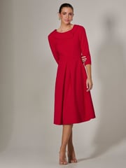Jolie Moi Red Roll Collar Long Sleeve Midi Dress - Image 4 of 6