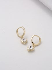 Ted Baker Gold Tone Hanniy Crystal Heart Huggie Earrings - Image 3 of 5