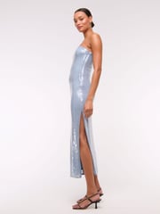 Abercrombie & Fitch Blue Strapless Sequin Occasion Midi Dress - Image 4 of 6